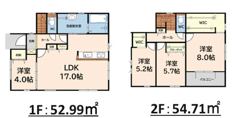 糟屋郡篠栗町中央5丁目4期　1号棟の間取り