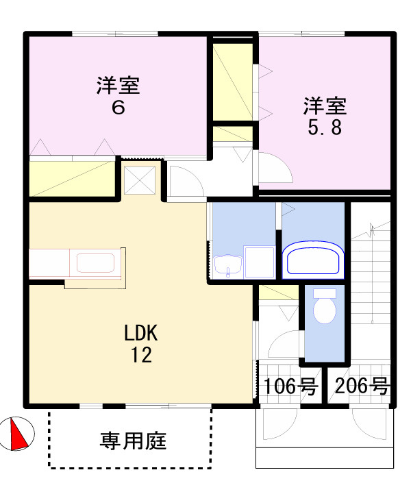 グランドゥール飾東の間取り|嬉しい専用庭付きです★