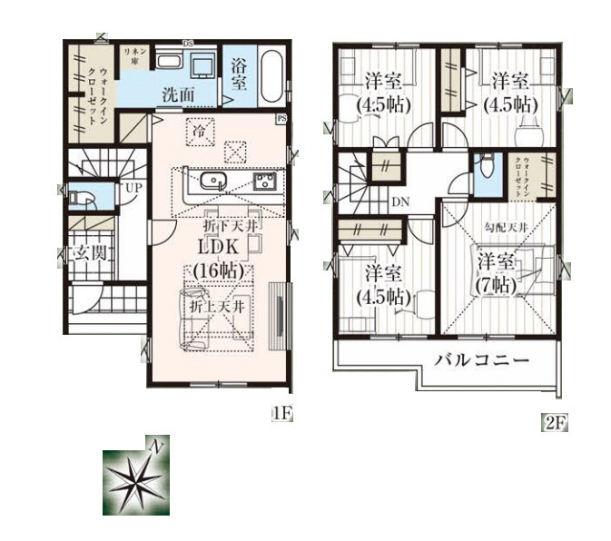 さいたま市北区奈良町　10期　新築一戸建て　グラファーレ　02の間取り|【全2棟・2号棟】さいたま市北区奈良町　10期　新築一戸建て　グラファーレ　02・4LDK・土地面積102.74m2・建物面積93.36m2
