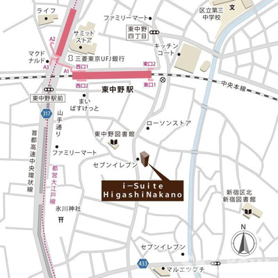 【地図】 | ｉ－Ｓｕｉｔｅ ＨｉｇａｓｈｉＮａｋａｎｏ