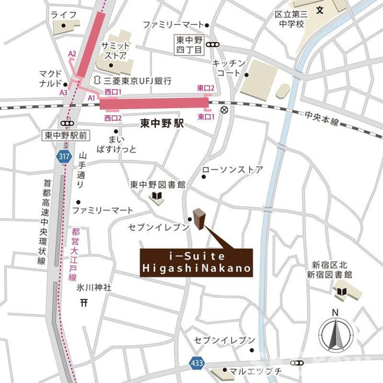 【地図】 | ｉ－Ｓｕｉｔｅ ＨｉｇａｓｈｉＮａｋａｎｏ