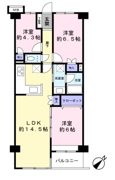 メイツ新桜台の間取り|メイツ新桜台：南東向き！全居室収納・窓が付いた３ＬＤＫエアコン付きリノベーション物件です！
