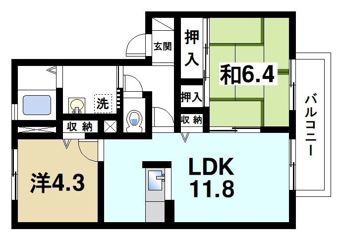 ベルコート精華台Aの間取り