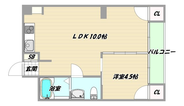 大阪市東淀川区東中島１丁目の賃貸マンションの間取り