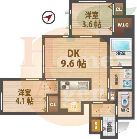 【間取り】 | Vieuno平和の森公園 | 2DKのお部屋です。