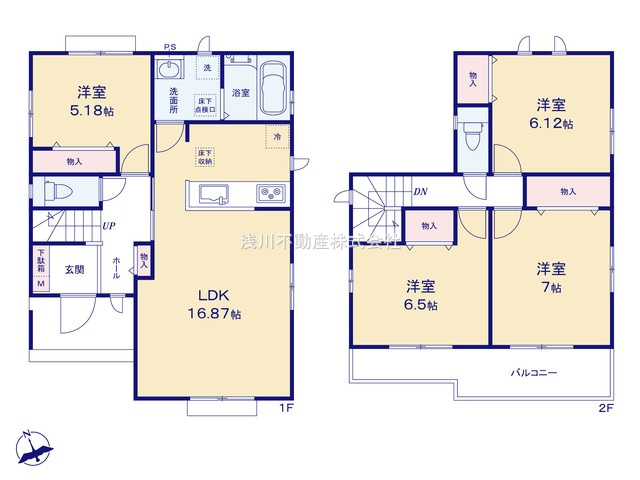 八王子市　平町　新築一戸建ての間取り|～南向き4LDK　陽当たり良好、全室フローリング・収納豊富な間取りです～