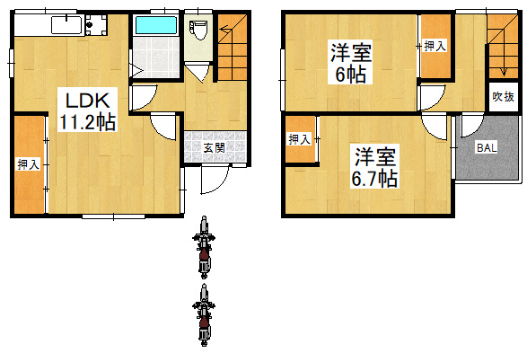 【間取り】 | 堺市美原区小寺貸家