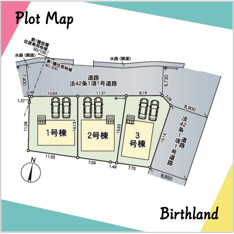 新築戸建・新築建売　福島市笹谷第9　笹谷小・信陵中の区画図|駐車スペース2台可能です！（車種による）桜水駅まで徒歩4分で通勤や通学に便利です！