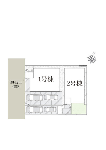大磯町国府本郷　新築戸建　全２棟の区画図|対象地は１号棟です。