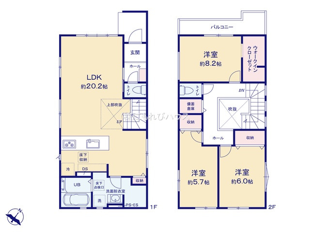 上尾市上　12期　新築一戸建て　KEIAI GRACE　02の間取り|【全2棟・2号棟】上尾市上　12期　新築一戸建て　KEIAI GRACE　02・3LDK+S・土地面積120.39m2・建物面積97.44m2