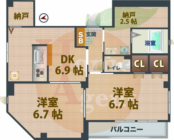 【間取り】 | ビューノ北新宿 | 2DKのお部屋です。