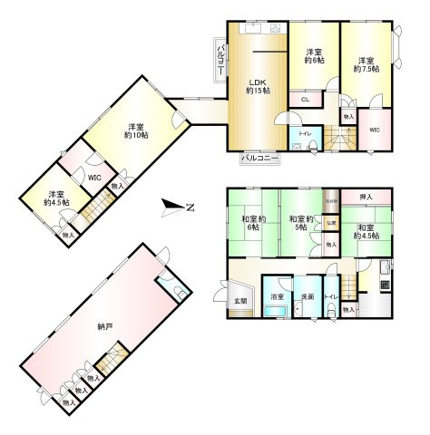 桜井市外山の間取り|7SLDK　土地面積：163.83㎡　建物面積：193.05㎡