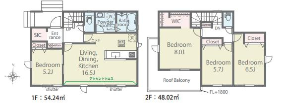 加須市東栄２丁目　新築一戸建ての間取り|SIC付きで散らかりがちな玄関もすっきり片付きます♪