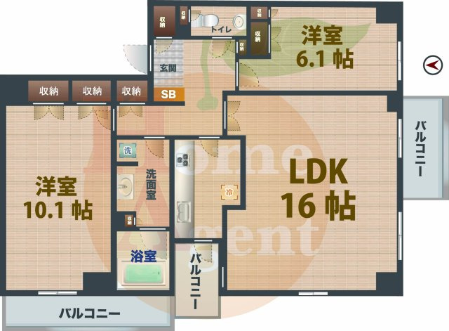 【間取り】 | K’s新中野 | 2LDKのお部屋です。