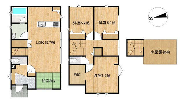 八戸市根城1丁目 2号棟の間取り