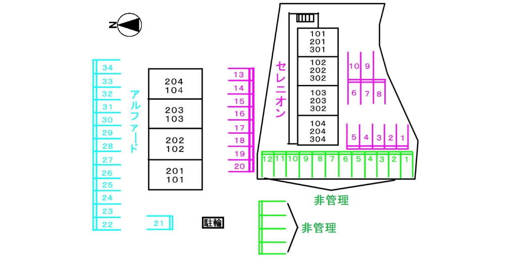 アルファード　ハイツの区画図|駐車場