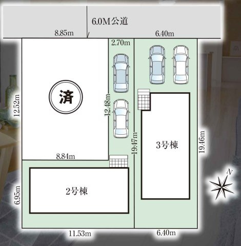 松戸市六高台４丁目新築戸建【六実小学校：2分】の区画図|区画配置図