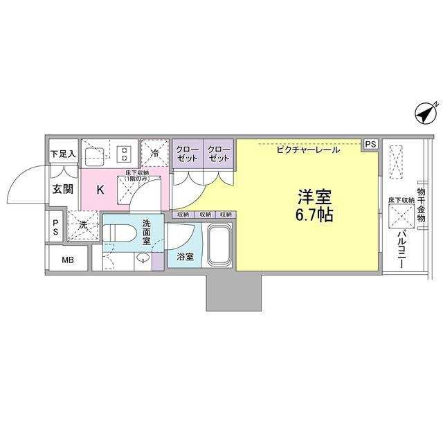 ＳＩＬ西五反田の間取り|居室とキッチンを分けられる1Kタイプ
