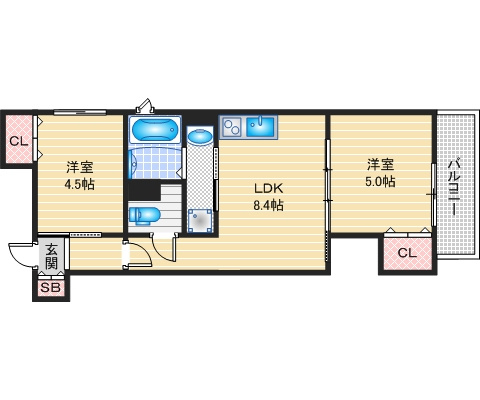 クリエオーレ一津屋Ⅱの間取り