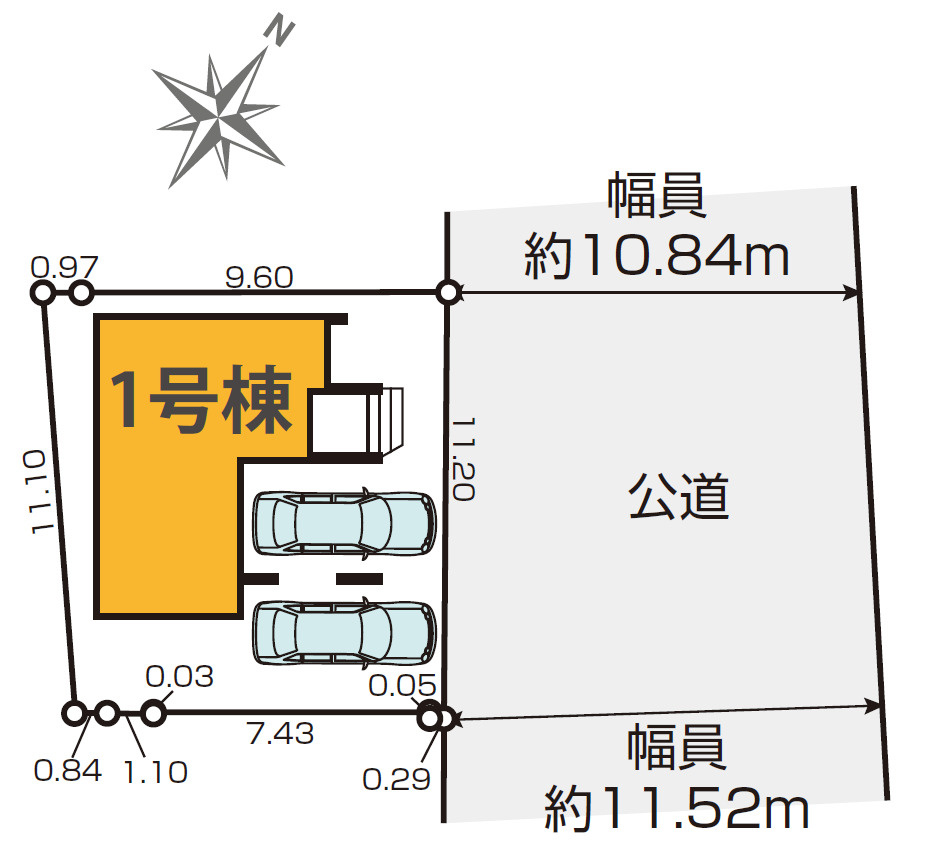 新築戸建　静岡市駿河区小黒2期　全1棟　1号棟の区画図