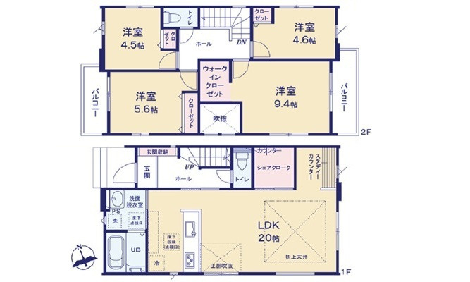 廿日市市物見西１丁目　新築一戸建ての間取り