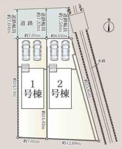碧南市浜田町四丁目108番の一部『仲介手数料無料』新築一戸建て・建売の区画図