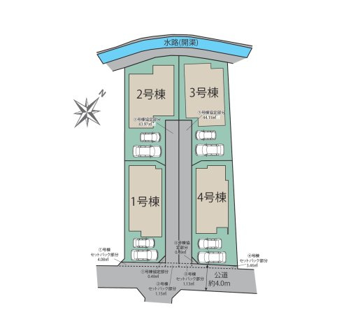 福岡市南区曰佐3丁目第1-4棟（2号棟）の区画図|配置図（2号棟）