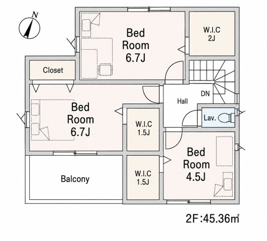 川越市新宿町第8　1号棟の間取り|2F