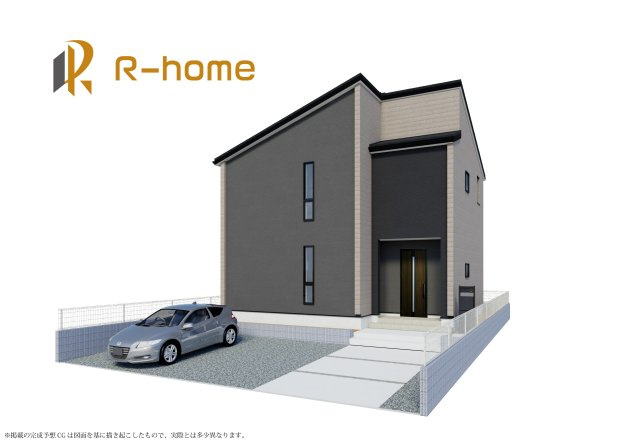 つくば市谷田部第1　新築戸建て　1号棟の外観パース|2026年10月完成予定！近隣の同仕様完成物件をご見学いただけます♪