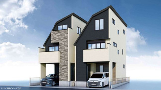 【外観パース】 | 立川市錦町4丁目　新築戸建て（全2棟）2号棟　6299万円 | 本パースは、イメージ図につき、風景、建物、植栽などについては施工後の現物との差異が生じます
つきまして本パースによって生じたいかなる損害については一切責任を負いません