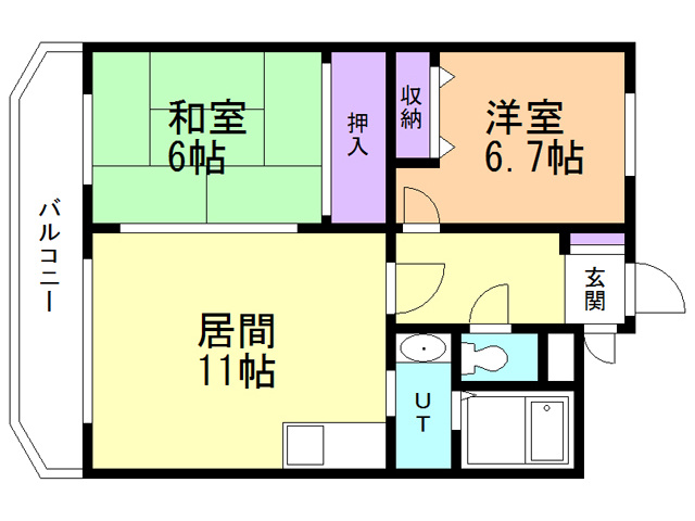 北拓ハイツ高砂の間取り