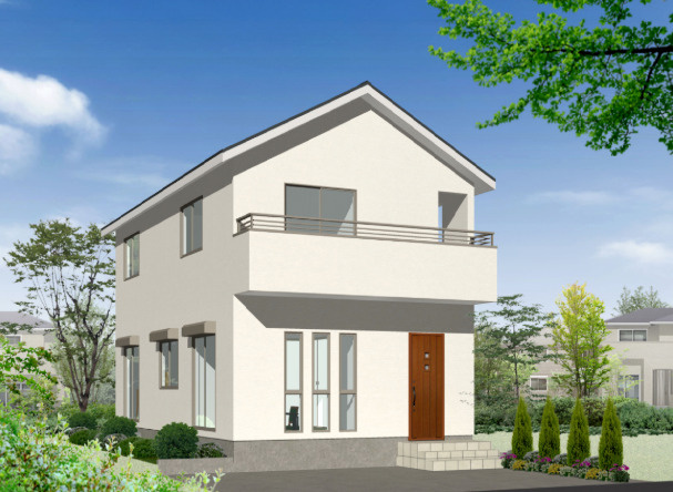現況更地！コンパクト住宅を建てませんかの土地図＋建物プラン例|外観パース例
