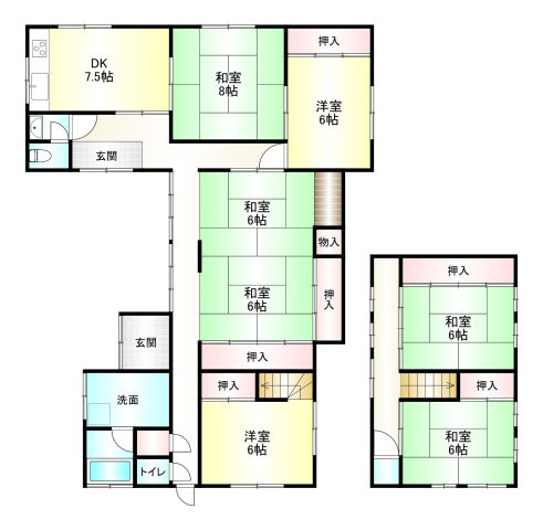 桜井市橋本　の間取り|7DK　土地面積：475.54㎡　建物面積：174.01㎡