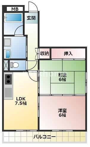 山崎ハイツの間取り|間取り反転の場合もあります