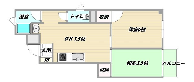 大阪市淀川区宮原５丁目の賃貸マンションの間取り