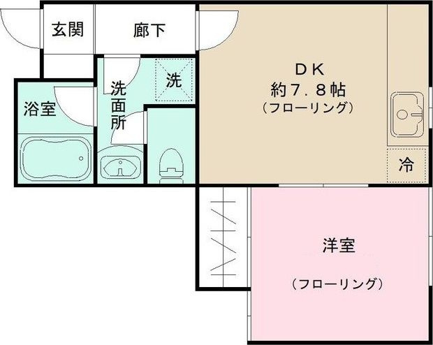 中町３丁目１ＤＫの間取り|間取りです。