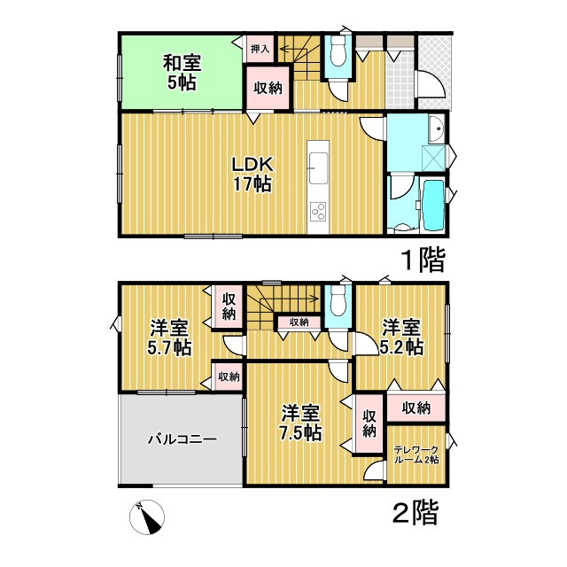 新築建売)八女市室岡の間取り