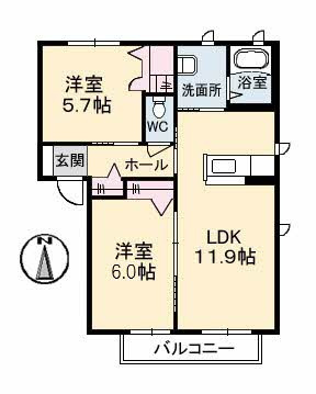 【間取り】 | アットホーム原Ⅱ　A棟