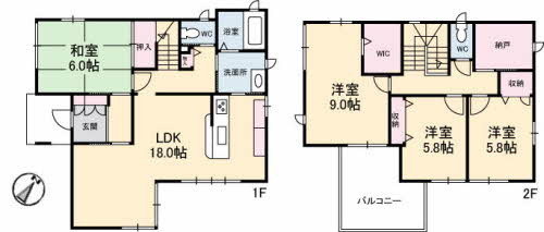 【間取り】 | コモンシティ瀬戸8号貸家