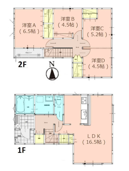 【間取り】 | 春日市天神山4丁目3期　1号棟（全1棟）【仲介手数料無料・0円】 | 平日、土日祝日もお好きな日時にご見学可能です。お気軽にお問合せ下さい。