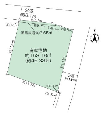 2面接道 建築条件無し売地 藤沢市西富の画像