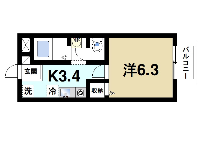 アルトセドロの間取り|1Kの間取りです