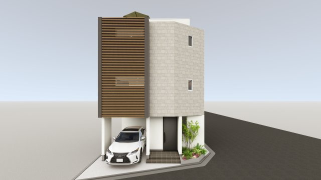 【外観パース】 | 文京区白山2丁目、解放感あふれる角地で叶える理想のプランと快適な都心ライフの新提案！