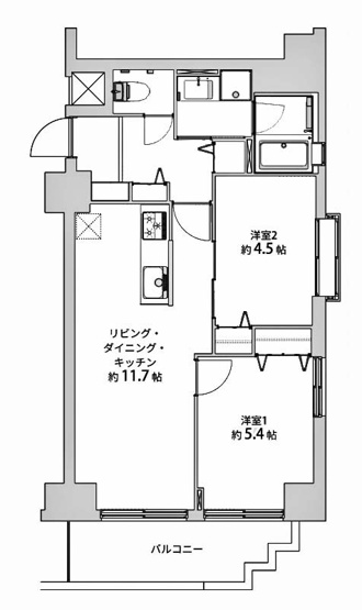 【間取り】 | グレーシア堀川 | 専有面積51.04㎡