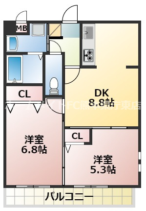 ＱＲＥＳＴ熊大病院前の間取り