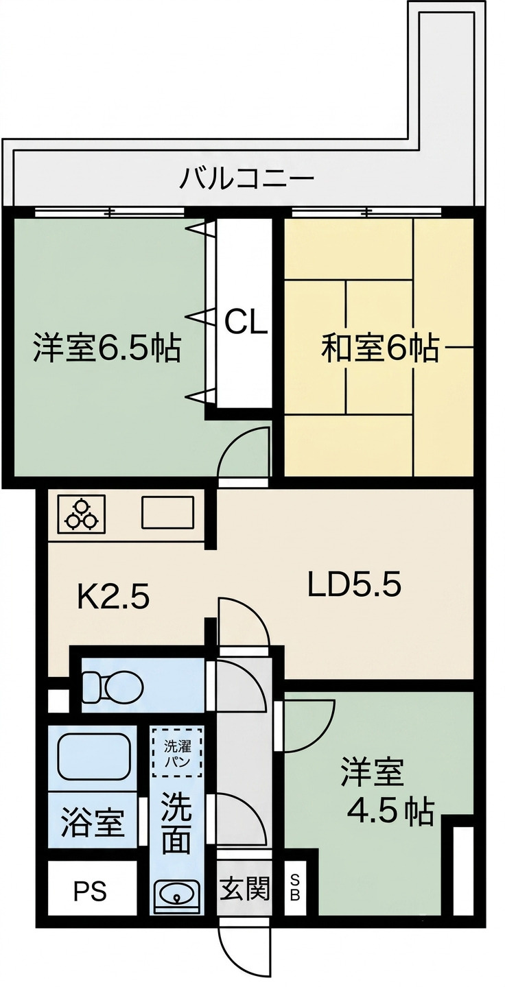 間取り(2SDK・最上階)
