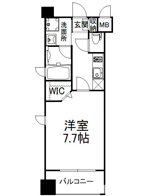 新品家具付きマンション西中洲12B(KaGood福岡)の間取り|※間取りと異なる場合は現状を優先します。