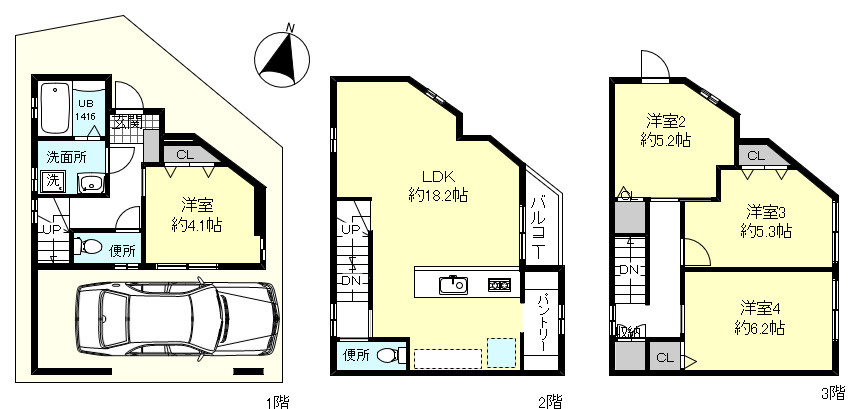 長田区西尻池町２丁目新築戸建A号地の間取り