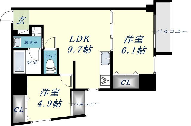グランガーデン足代新町の間取り