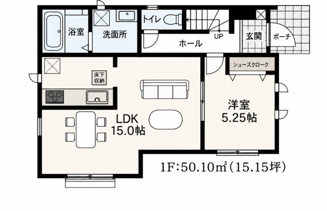 川越砂新田 B号棟の間取り|1F
